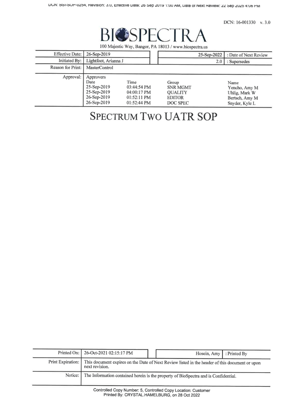 Spectrum Two UATR SOP