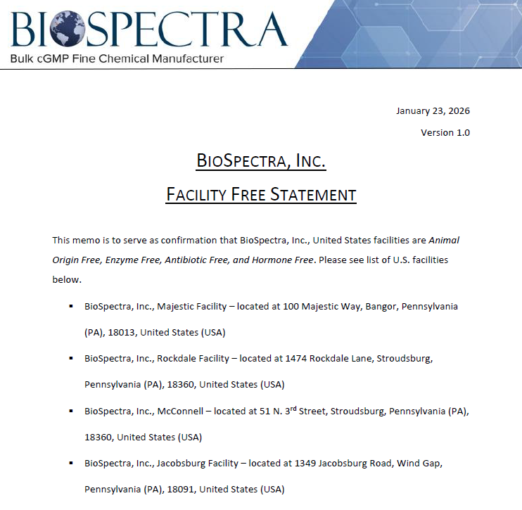 Facility Free Statement 