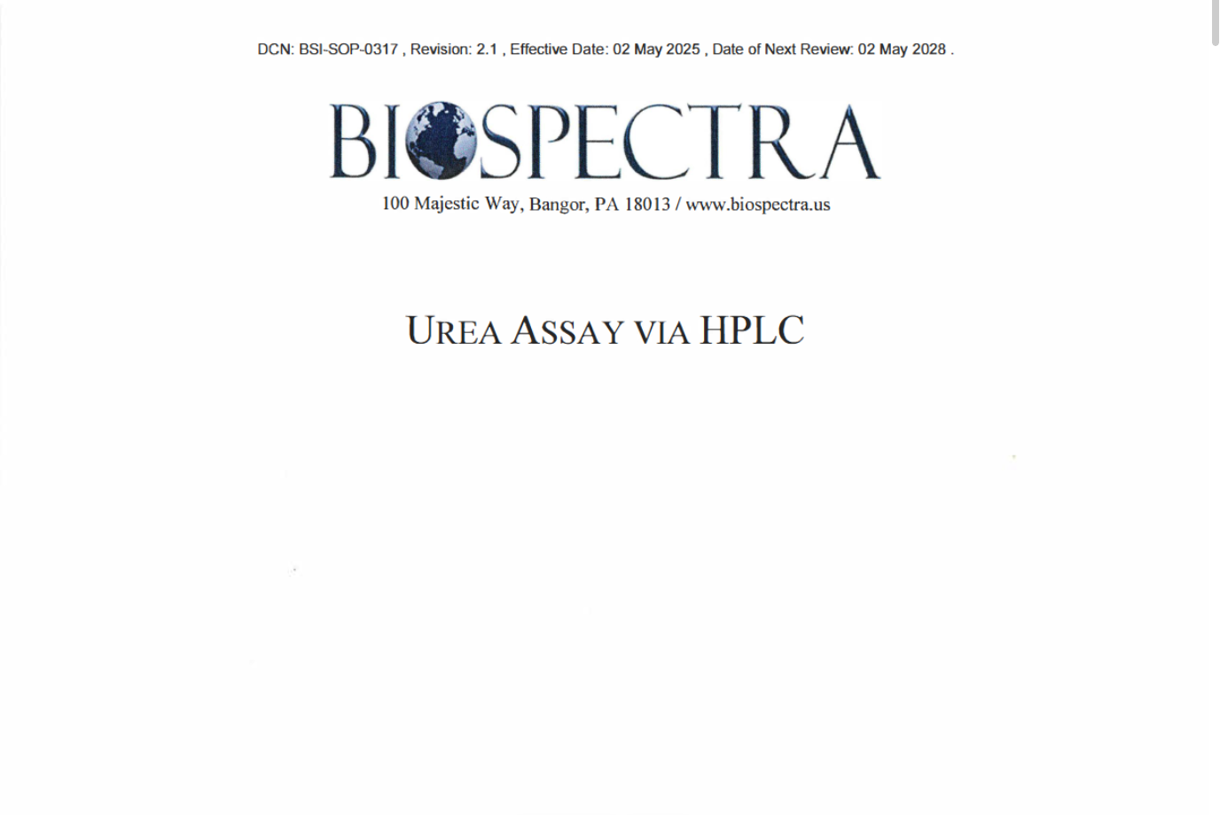 Urea Assay Via HPLC