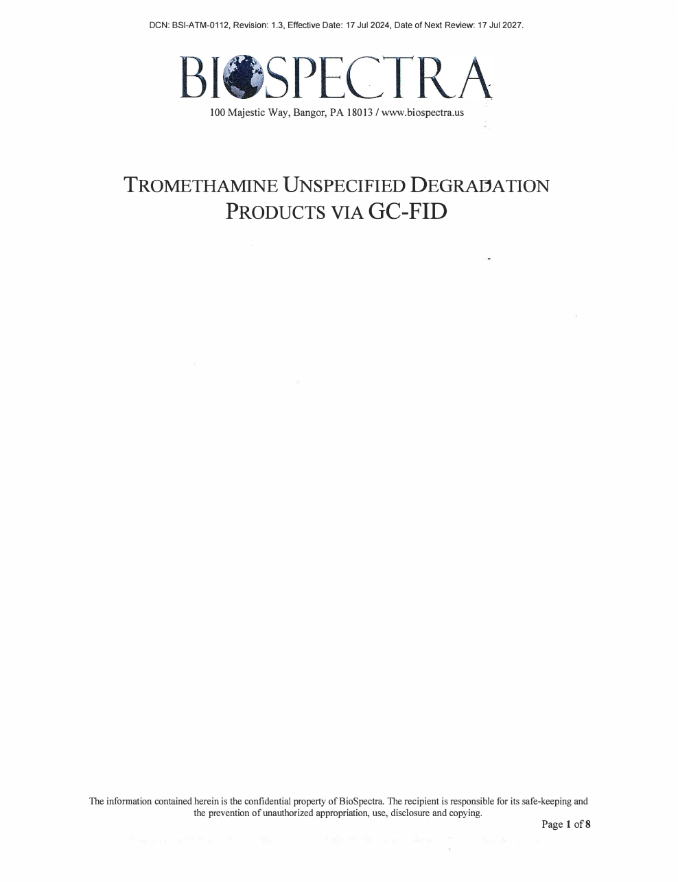 Analytical Method Validation Report Tromethamine Degradation Products