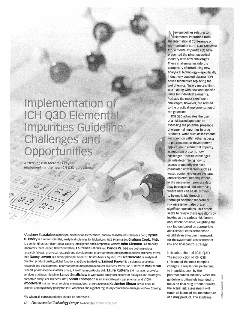 Pharma Tech Europe - ICH Implementation_ Challenges_ Opportunities